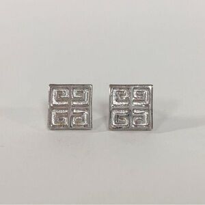 Givenchy Metallic Silver Tone Logo Earrings